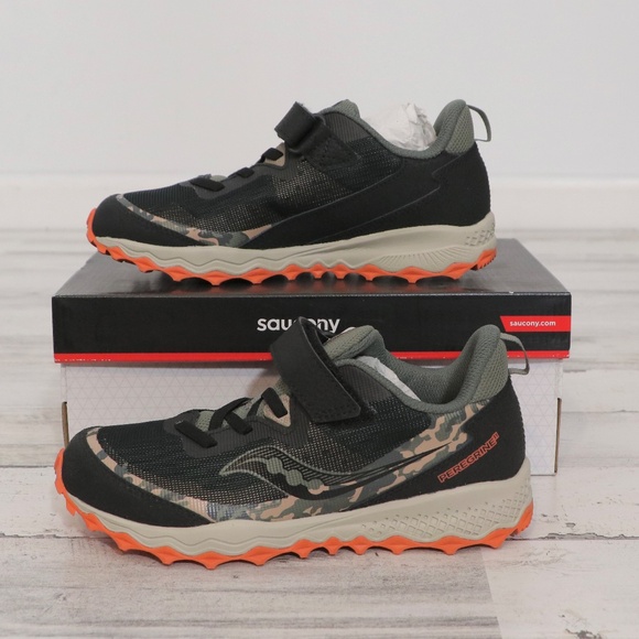 Saucony Boy's Peregrine 11 Shield A/C in Olive/Camo Size 5 (Big Kid) New - Picture 3 of 8